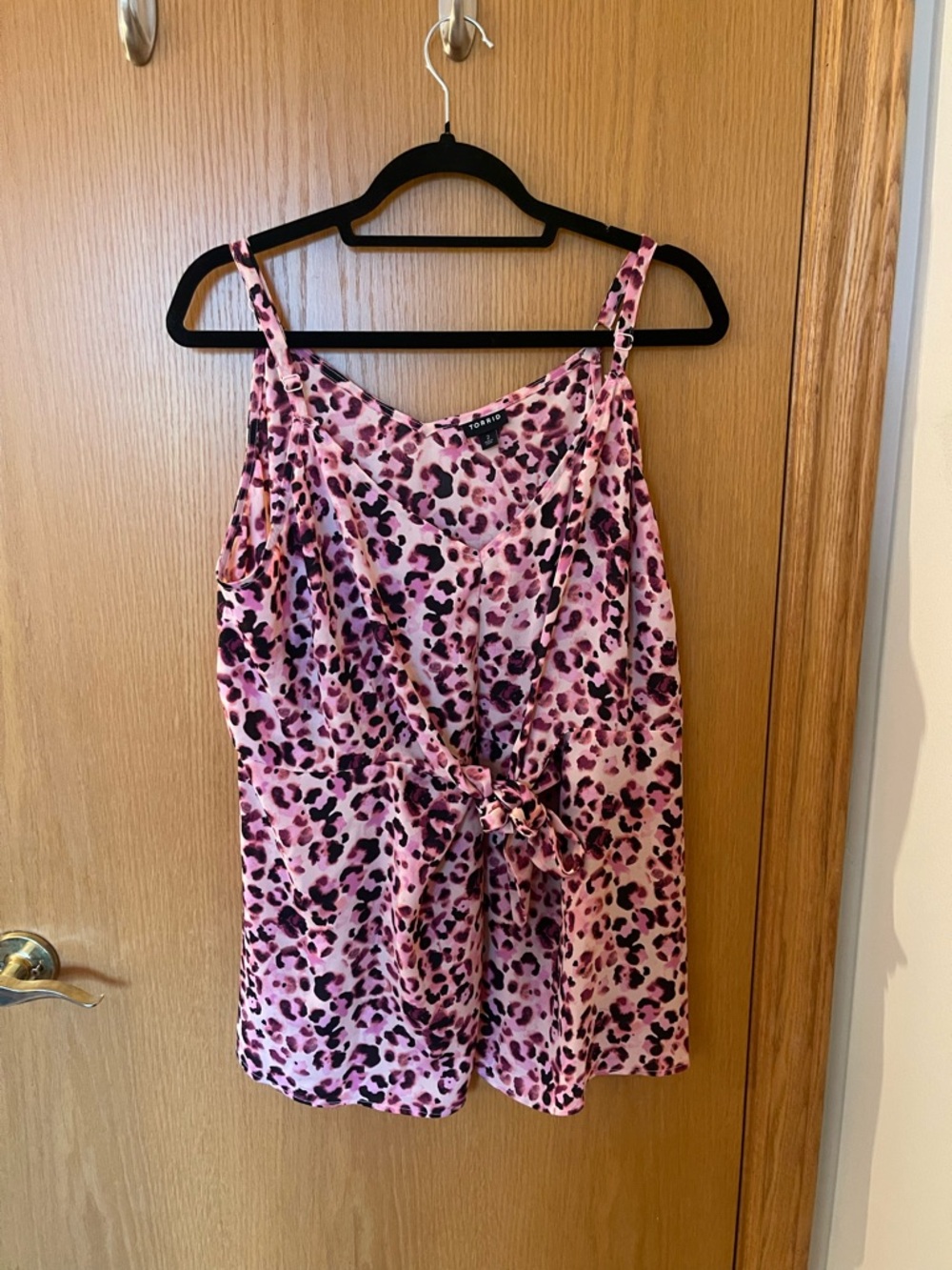 Torrid Pink Leopard Print Tie-Front Georgette Cami size 2X